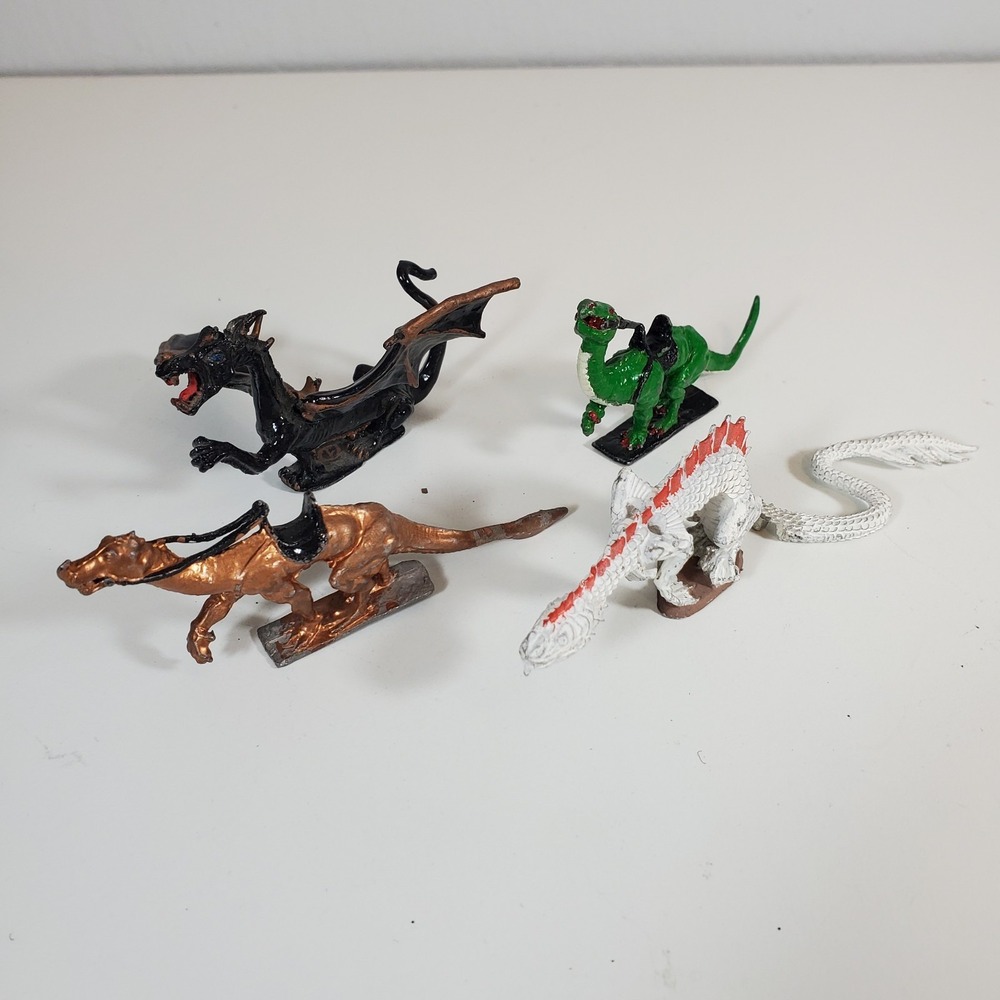 Ral Partha 4 Dragons Lot Metal Miniature Painted Loose Dungeons D&D Fantasy RPG